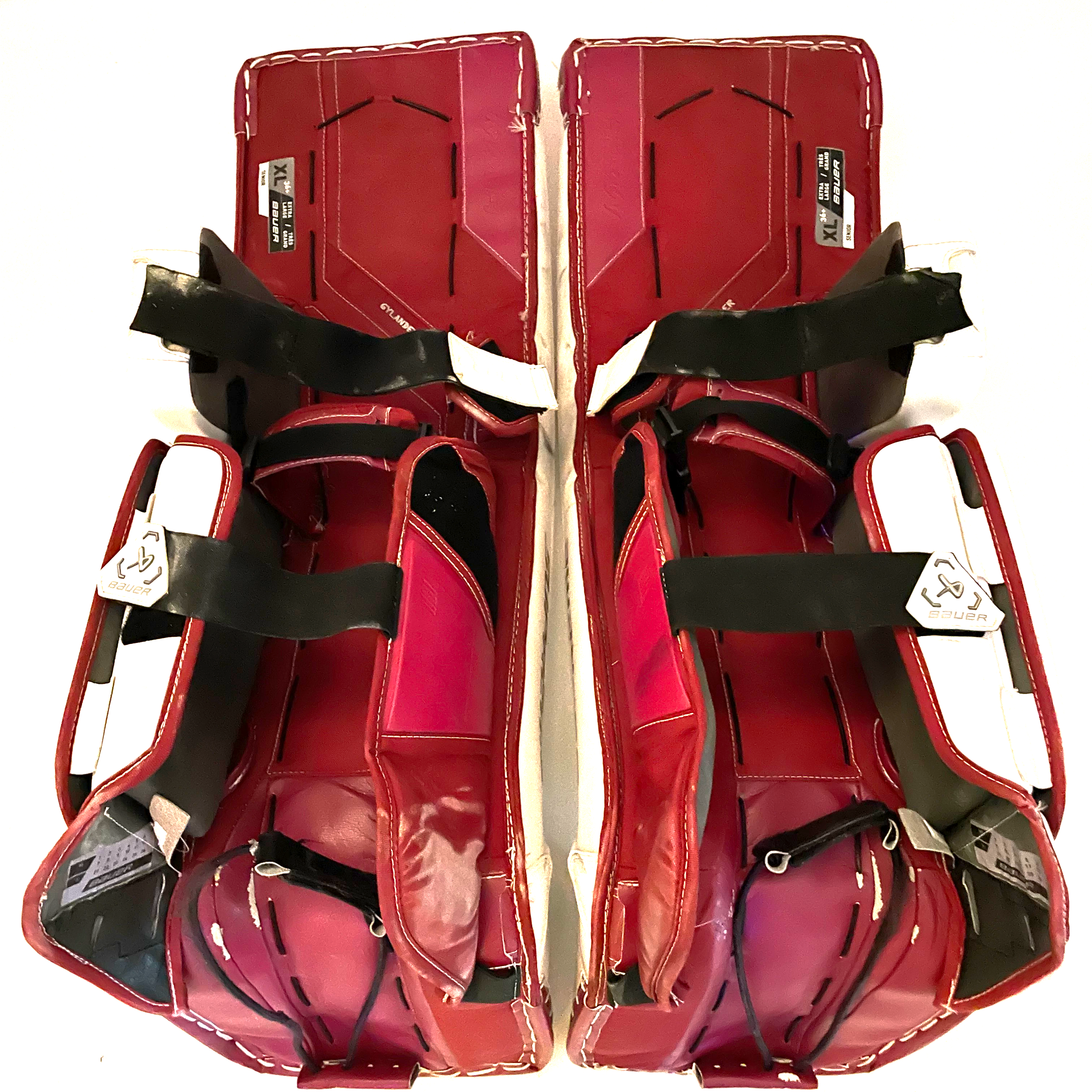 Bauer Supreme Mach - Jambières de gardien Pro Stock d'occasion (blanc/marron)